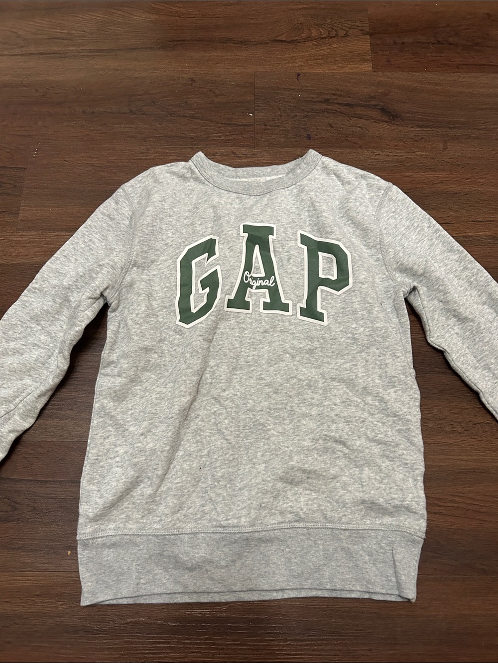 GAP Heather Gray Sweatshirt with Green Logo